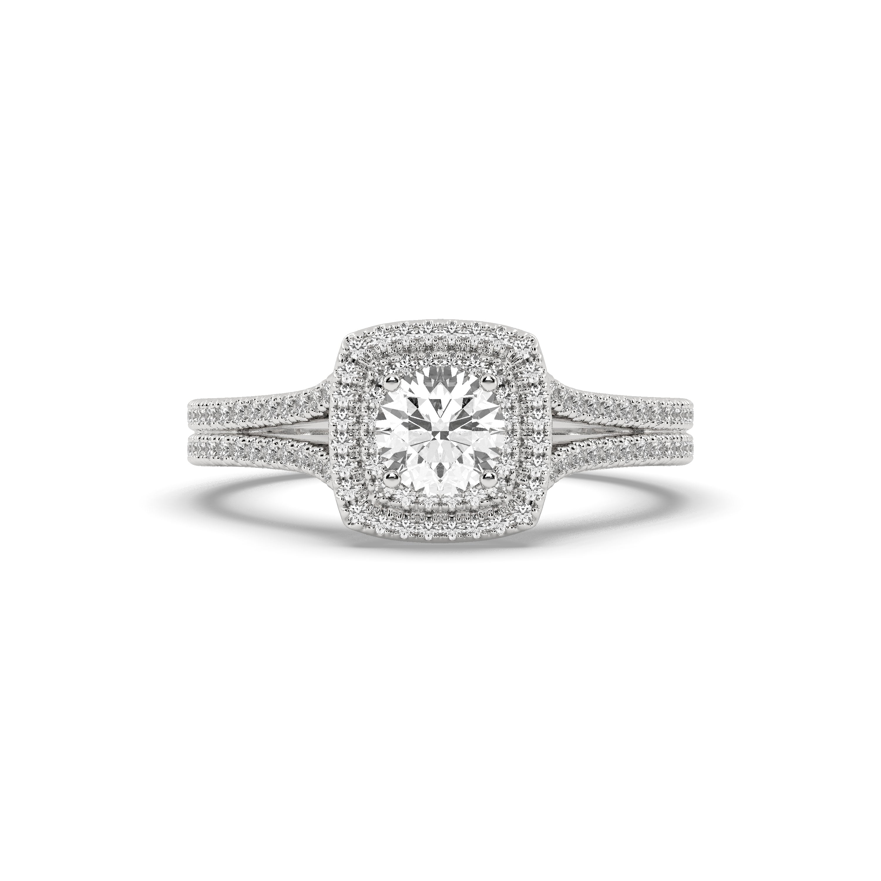 White Gold Studded 1.32 Carat Lab Grown Diamond Ring-E Color VVS1 Clarity.